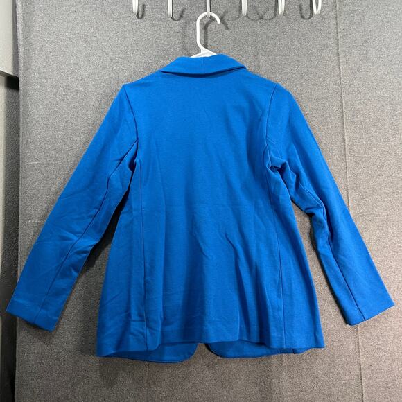 Susan Graver Weekend Petite Marina Knit Blazer Blue Brigade Petite Small - Picture 2 of 10